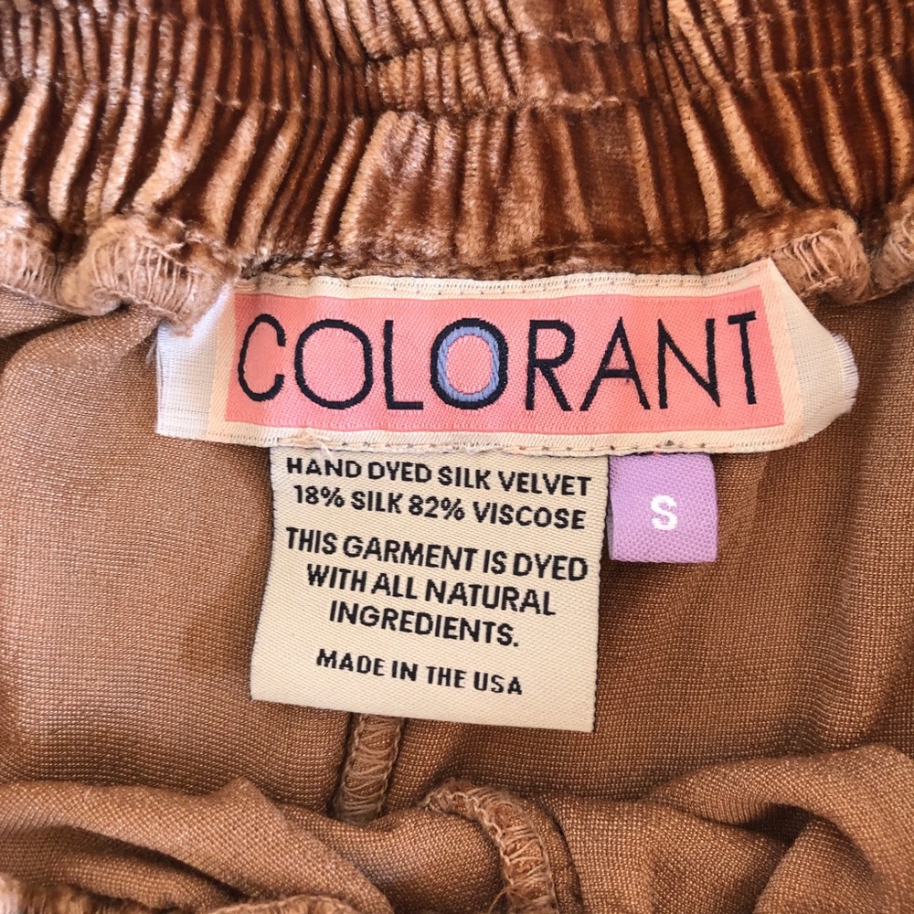 COLORANT hand dyed silk velvet high-waisted pants